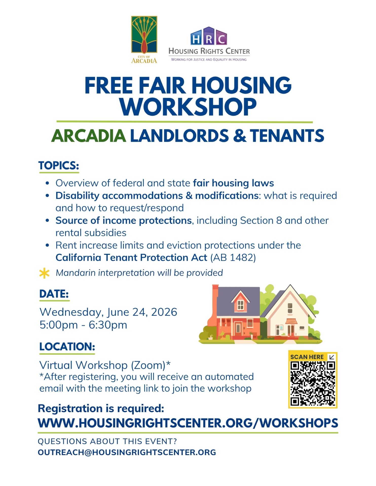 2026-06-24 Arcadia Fair Housing Workshop Flyer (E)